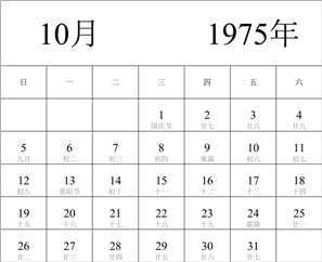 1975年日历